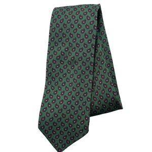 Combatant Gentlemen Tie Mens One Size Green Geometric Classic Wool Necktie Italy